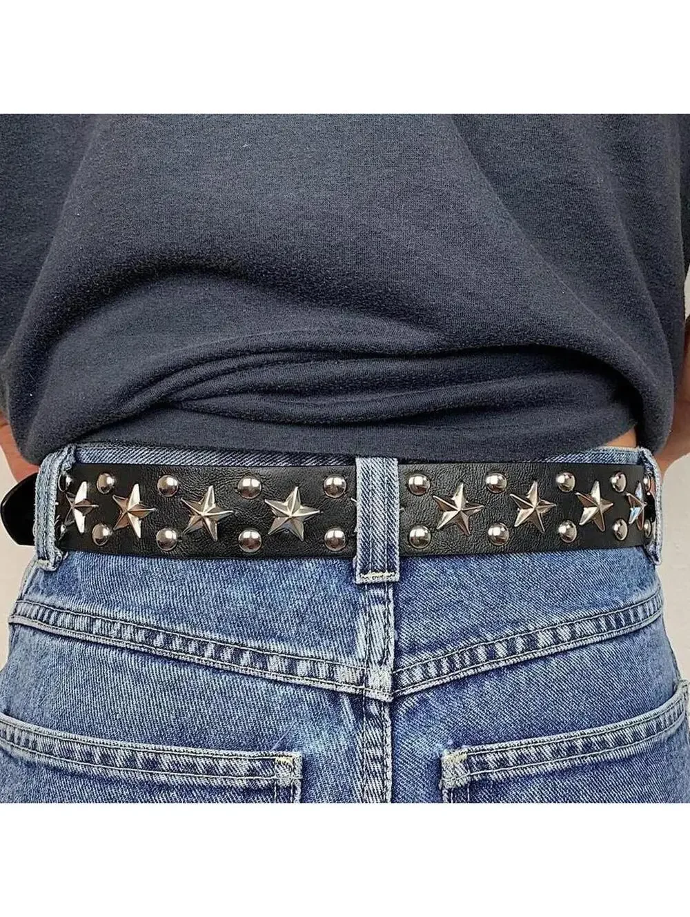 Cyber Y2k Essential Star Studded Rivet Belt Y2k 2000s style studded punk goth